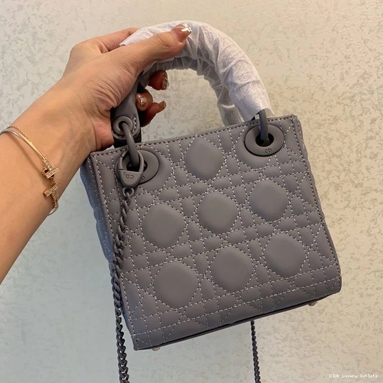 Cheap Bag Calfskin Ultramatte Cannage Dior Mini Lady Grey 0727 Luxury